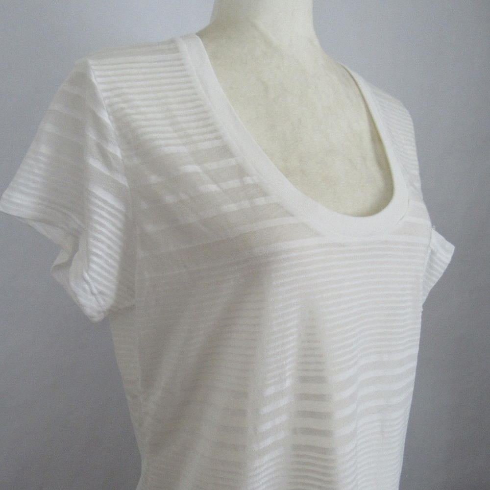 Nike Semi-Sheer White on White Striped Tee Medium
